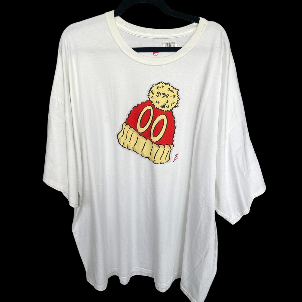 Hanes Graphic T-shirt Adult‎ 5XL White Beanie Short Sleeve NEW